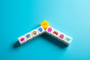 Different colored icons represent shared property in an uncontested divorce.