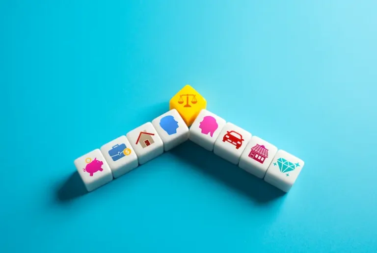 Different colored icons represent shared property in an uncontested divorce.